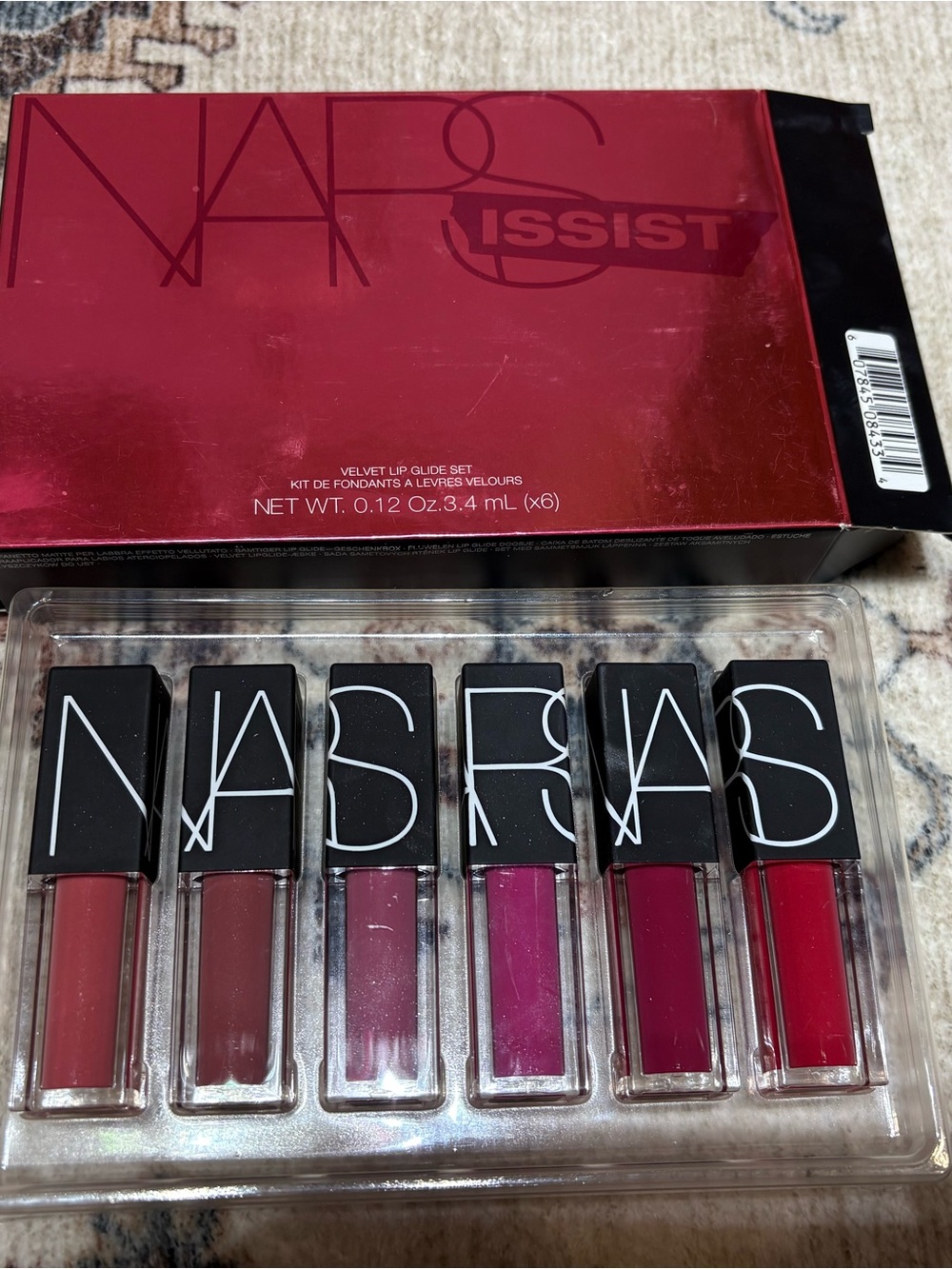 NARS Velvet Lip Glide Mini Set - Mauve, Dusty Rose, Berry, Fuchsia, Crimson, Red
